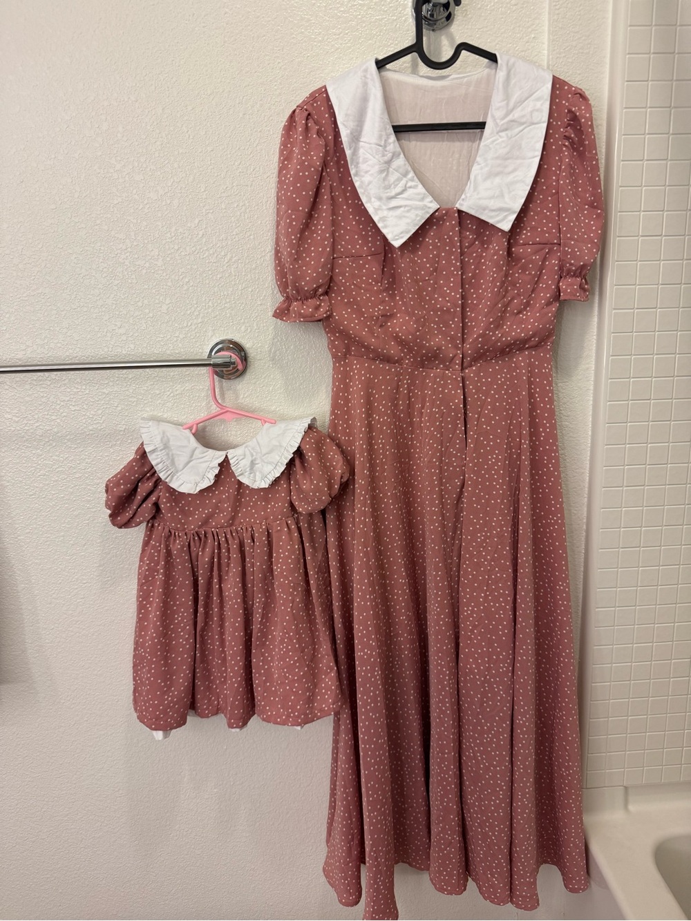 Mommy & Me Matching Dresses Custom Made Pink Polka Dot Women S Baby 12-18M